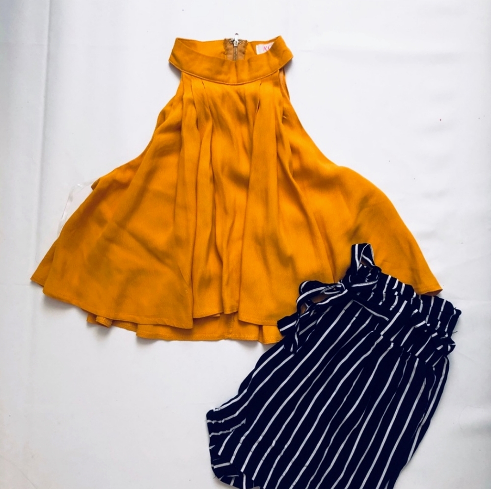 Agaci Golden Ruffle Crop Top w/ Lining